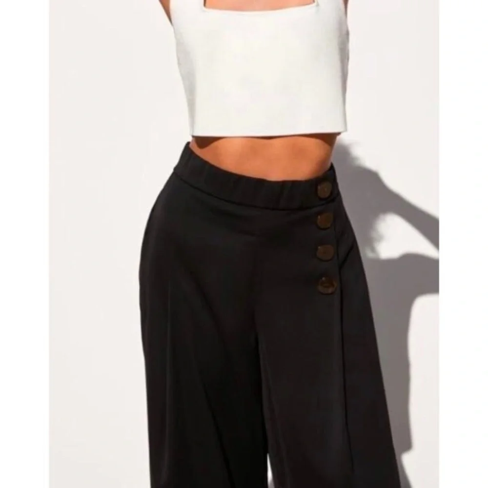 ZARA Black Flowy Bottoms - Picture 4 of 8